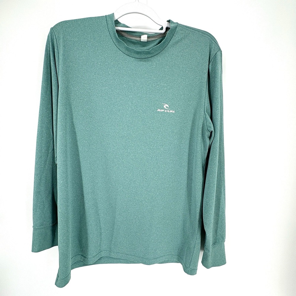 Rip Curl Long Sleeve Sun Tee Medium UPF50 Performance Green Rashguard Shirt Swim